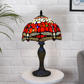 10 Inch Flower Design Tiffany Style Table Lamp Hand Crafted Multicolor Stained Glass shade